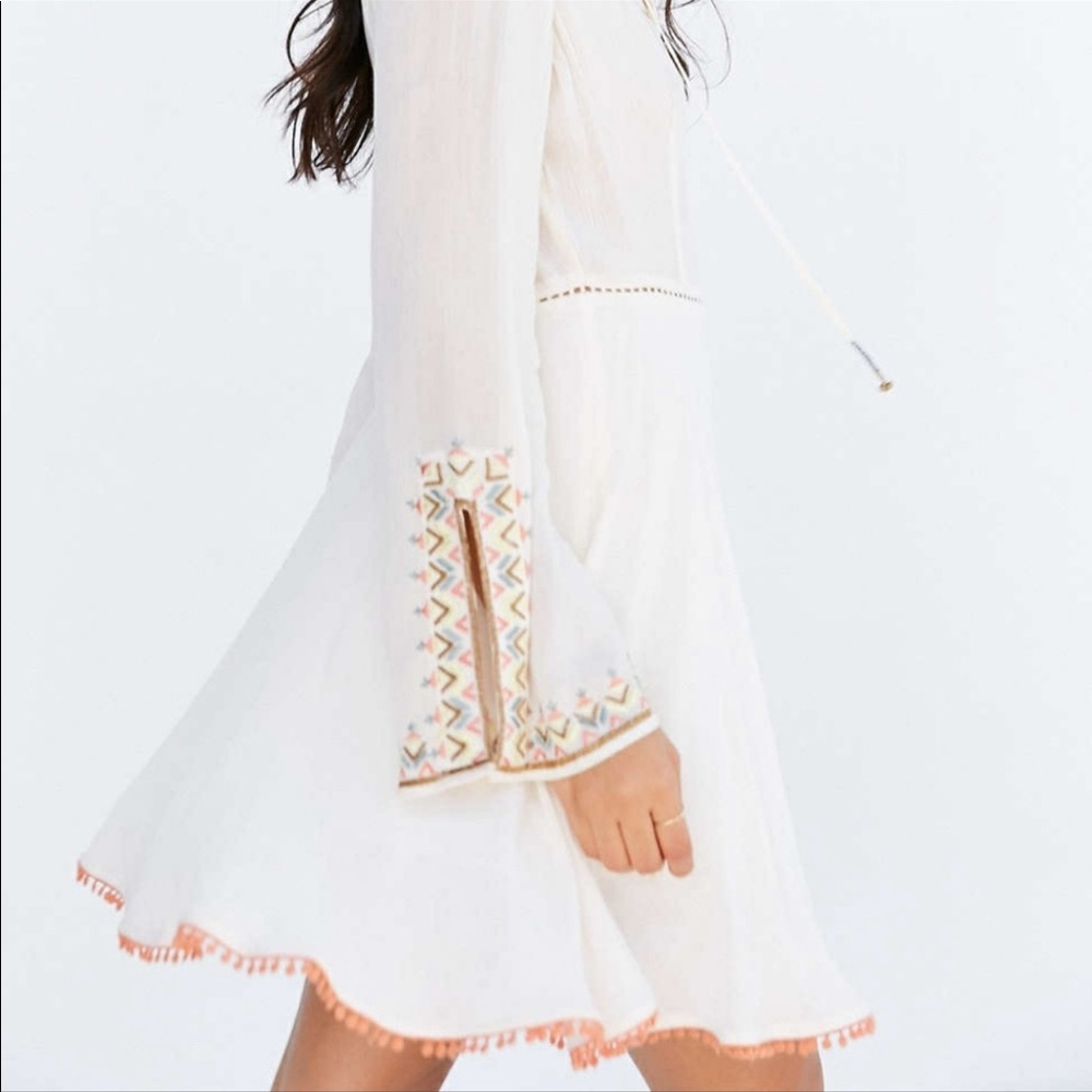 UO Ecote Boho Embroidered Dress Coral XS 0 NEW - Picture 7 of 7